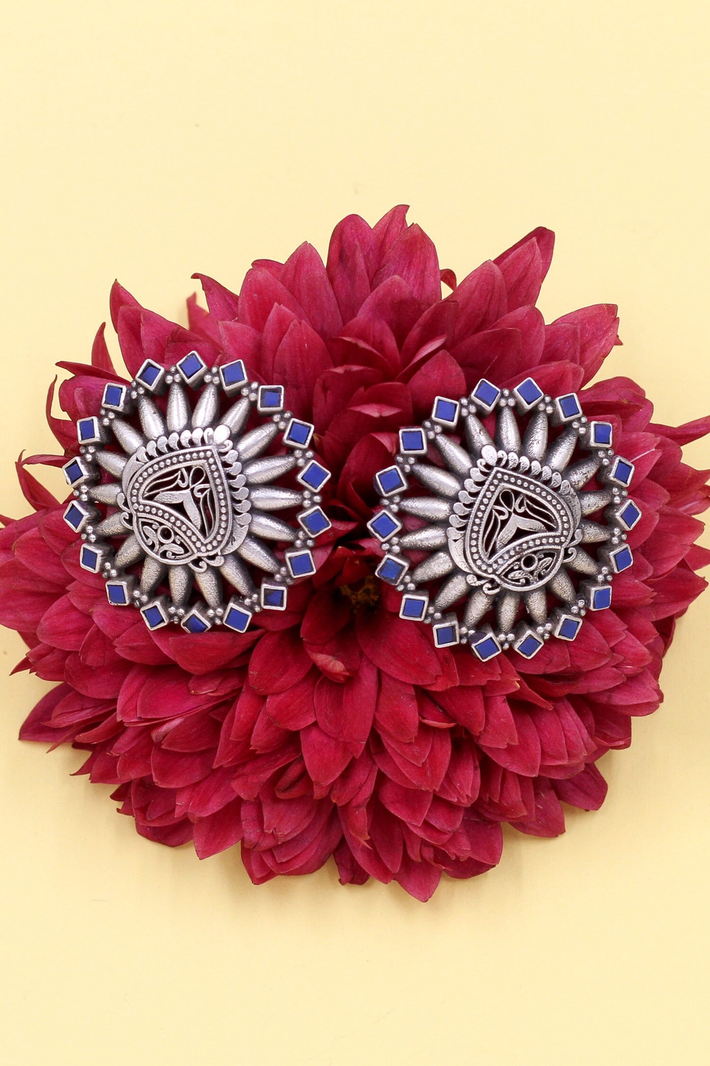 Geometric Silver Stud Earrings 