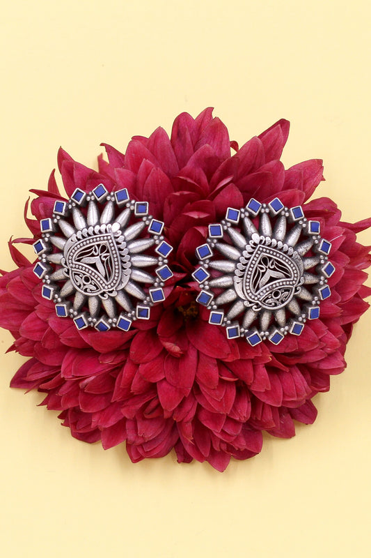 Geometric Silver Stud Earrings 