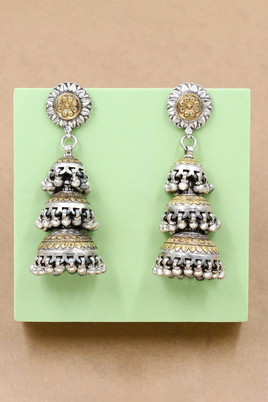 Ghunghroo Carved Layered Jhumkas 