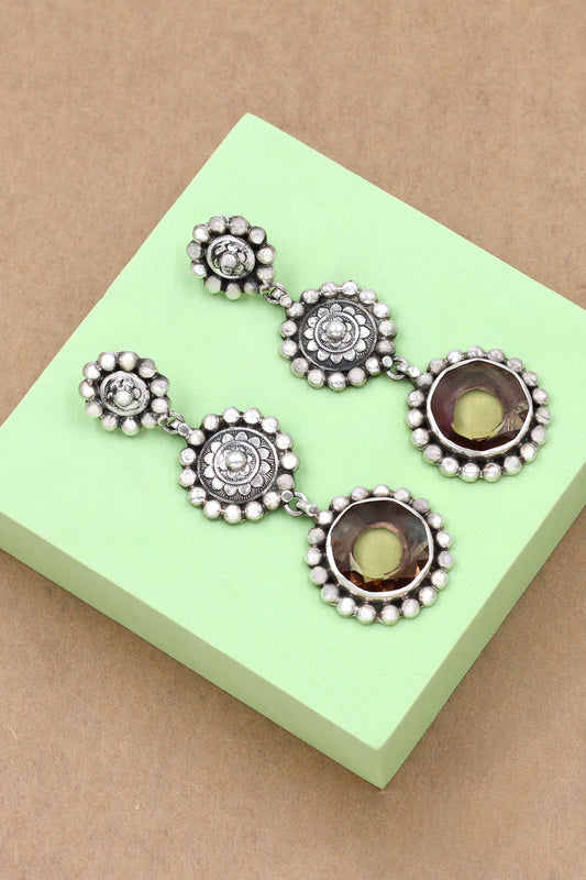 Hydro Stone Studded Dangler Earrings 