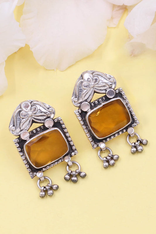 Floral Quartz Danglers with Ghunghroo 