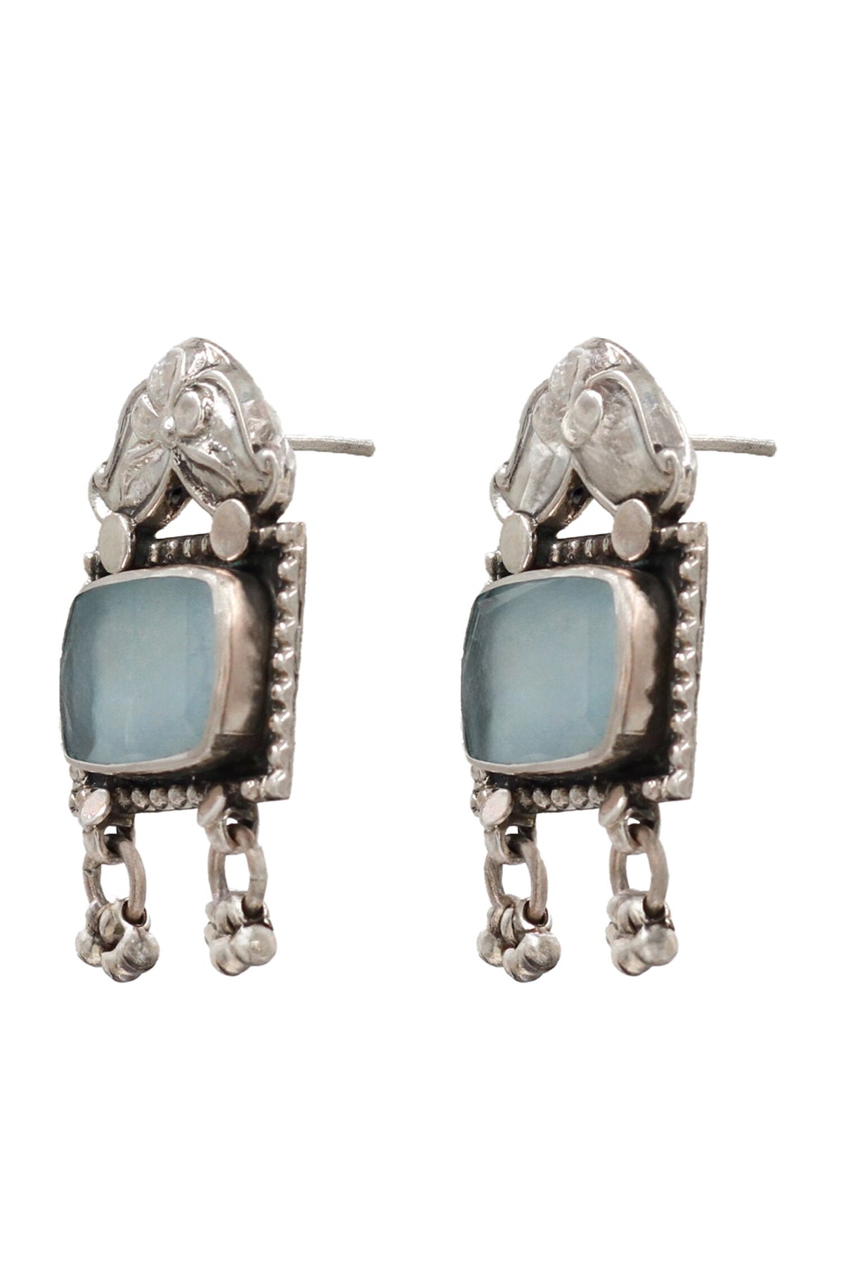Floral Geometric Quartz Earrings 