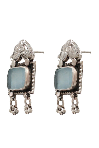 Floral Geometric Quartz Earrings 