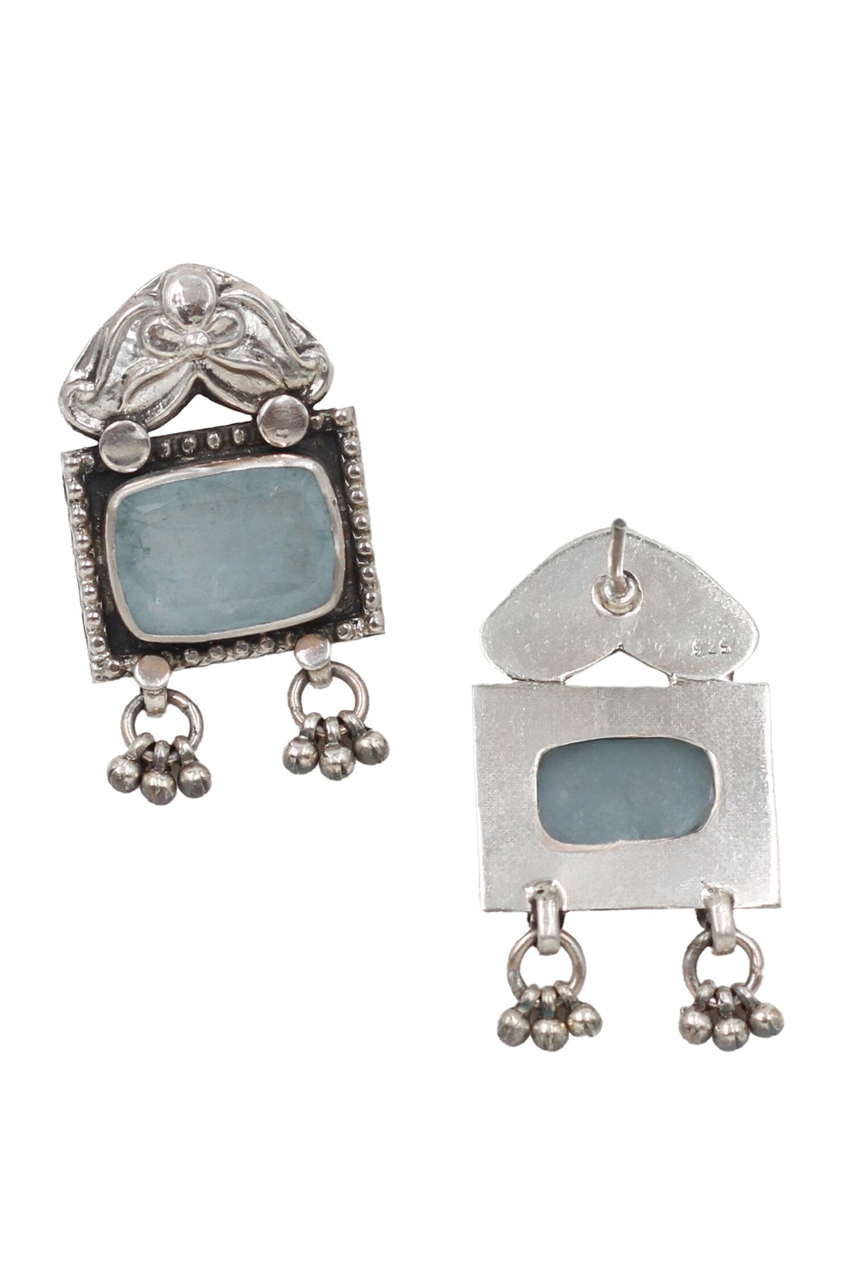 Floral Geometric Quartz Earrings 