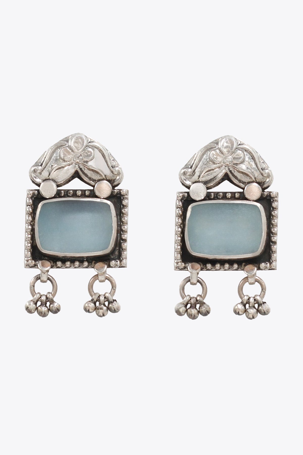 Floral Geometric Quartz Earrings 