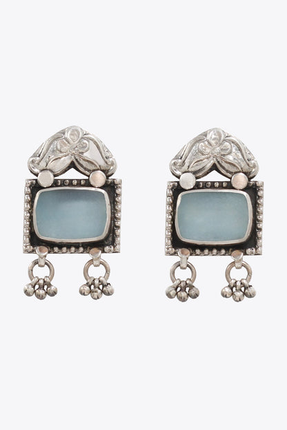 Floral Geometric Quartz Earrings 