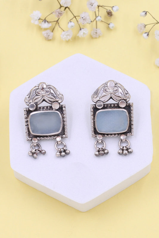 Floral Geometric Quartz Earrings 