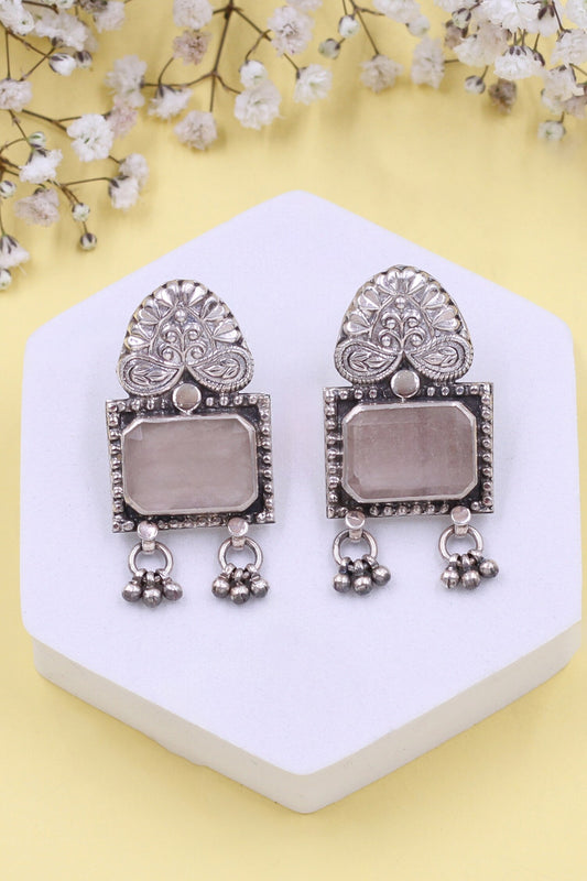 Pink Quartz Ghunghroo Dangler Earrings 