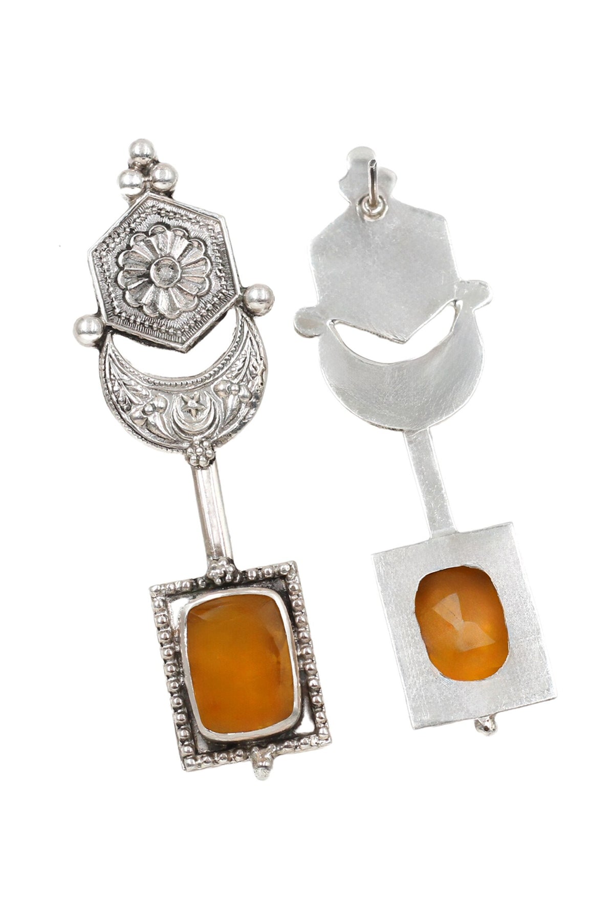Hydro Stone Geometric Silver Earrings 