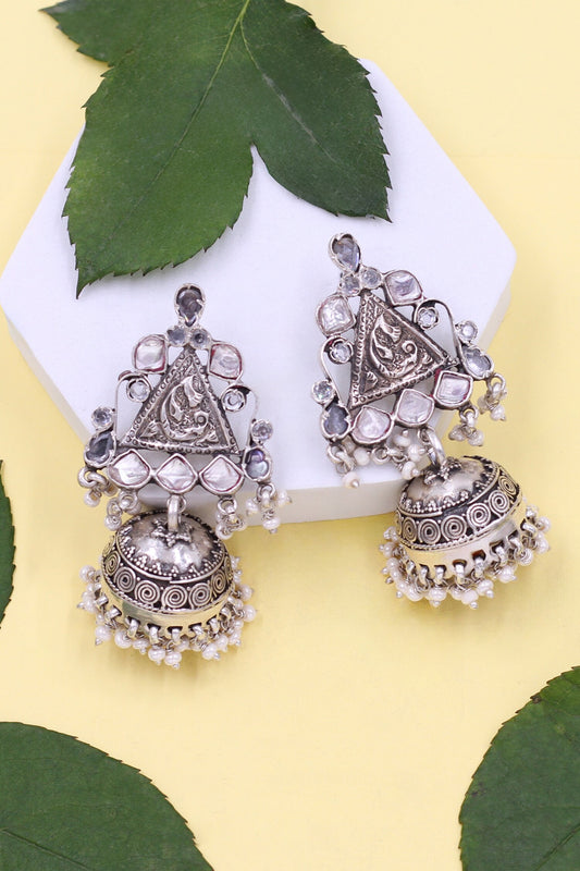 Kundan & Pearl Jhumka Earrings 
