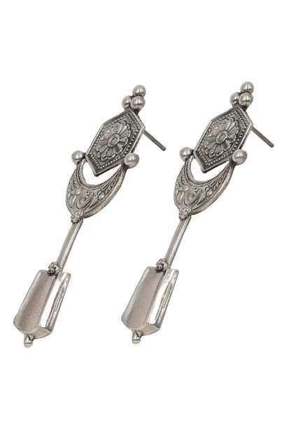 Floral Geometric Carved Earrings 