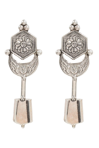Floral Geometric Carved Earrings 