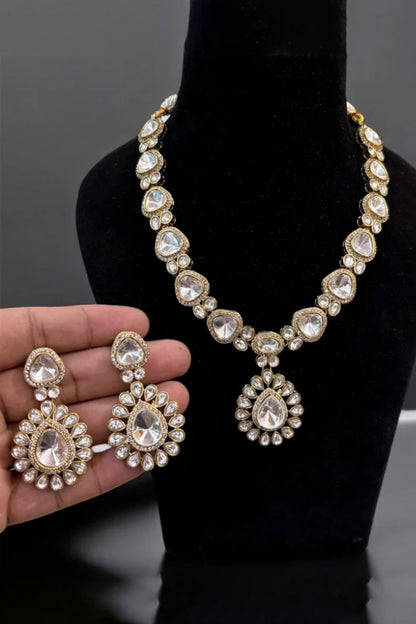Polki Jadau Stone Necklace Set 