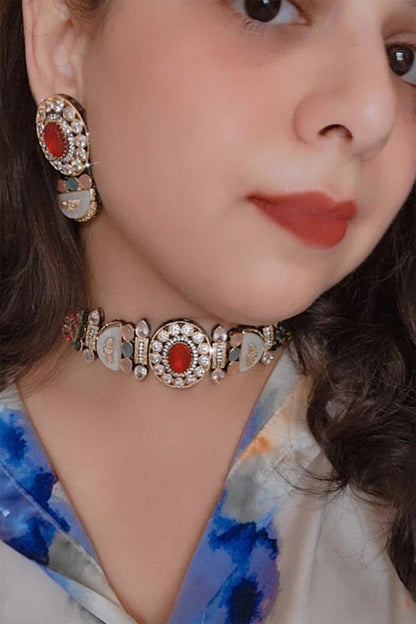 Jadau Stone Embellished Choker Set 