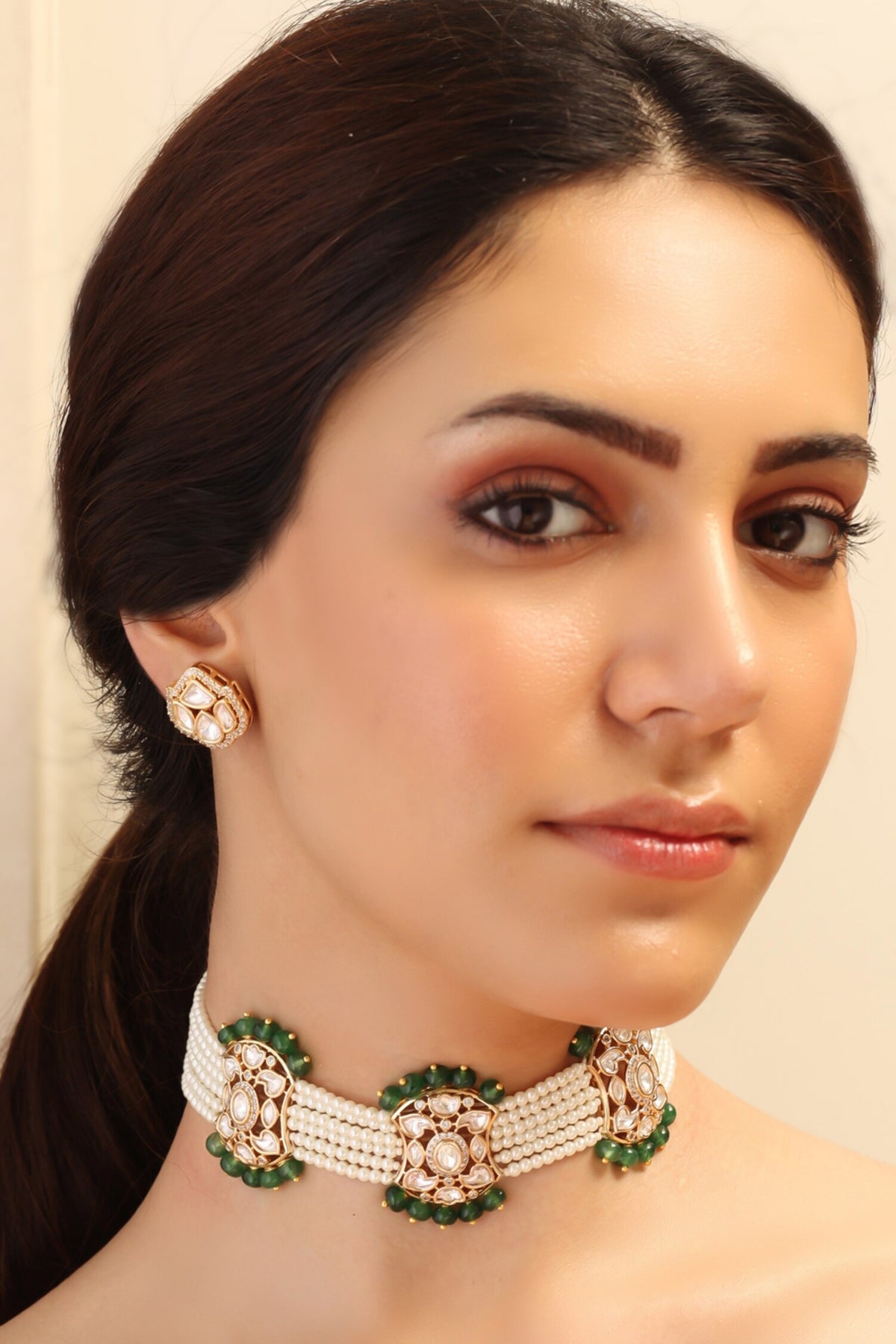 Gold Finish Bloom Petal Necklace Set 