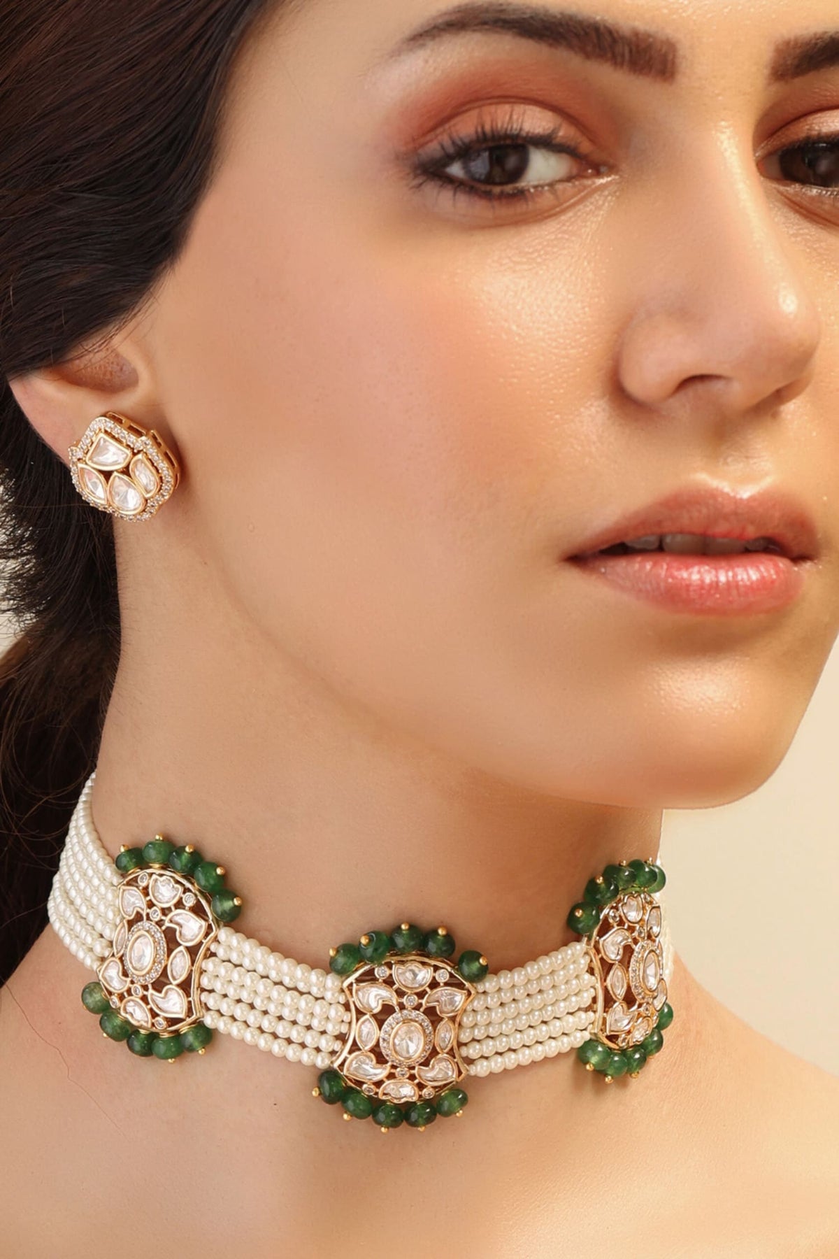 Gold Finish Bloom Petal Necklace Set 