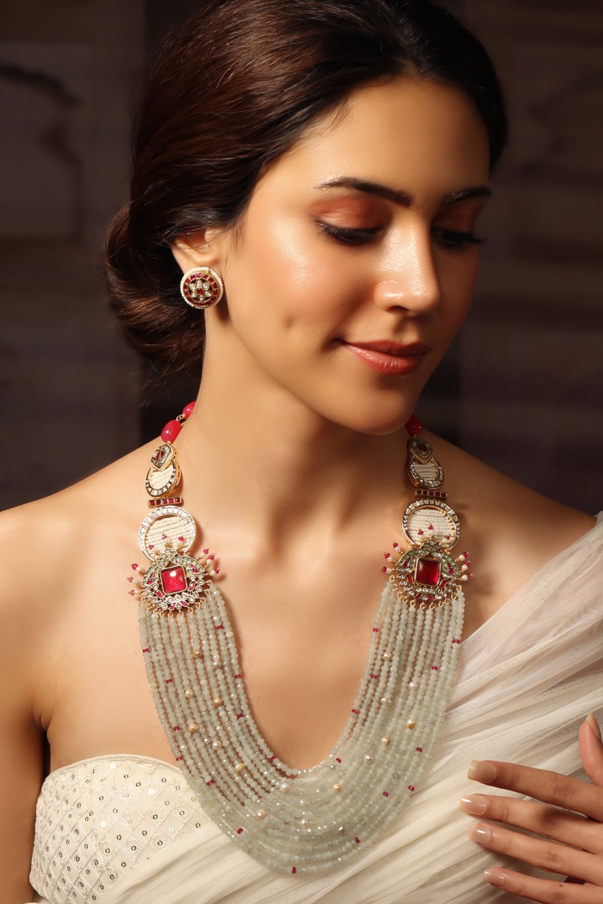 Crescent Radiance Multi Layered Necklace Set 