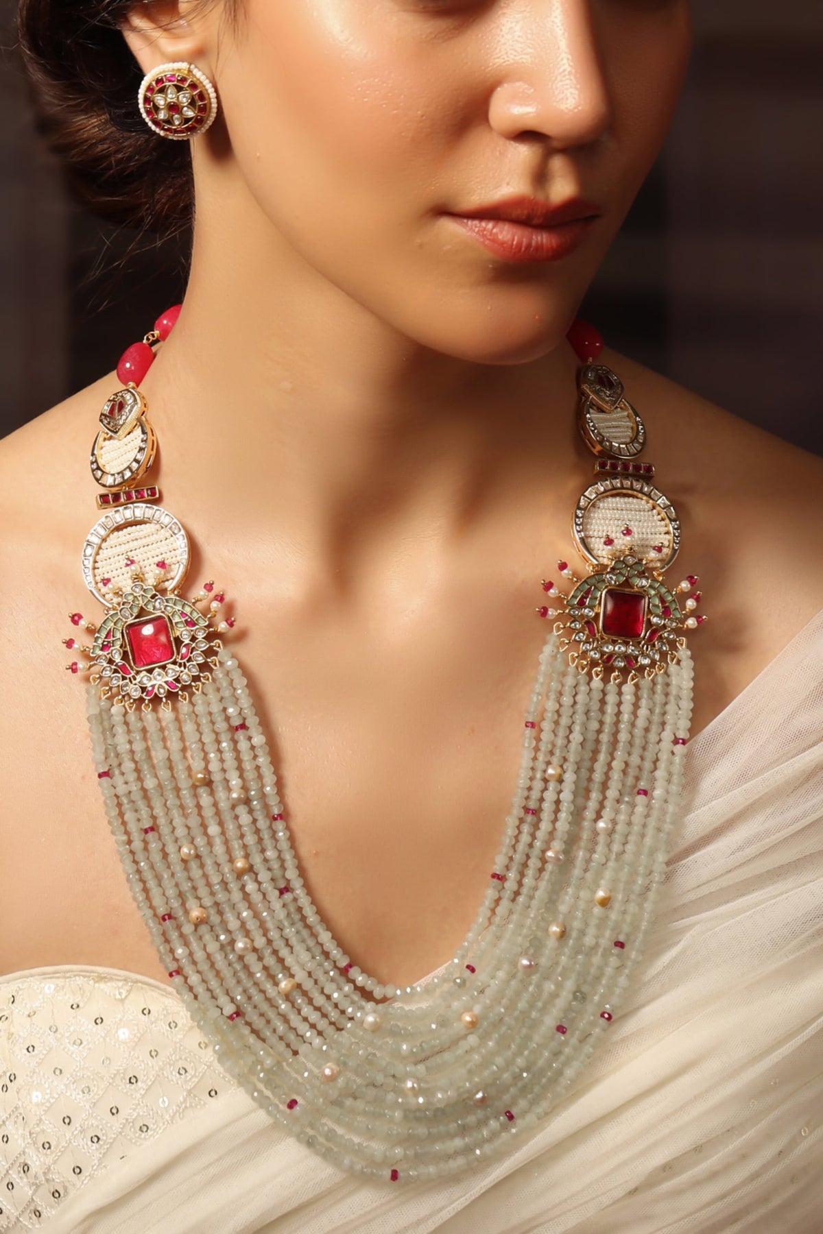 Crescent Radiance Multi Layered Necklace Set 