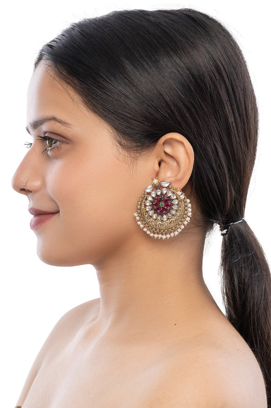 Kundan Stone Chandbalis 