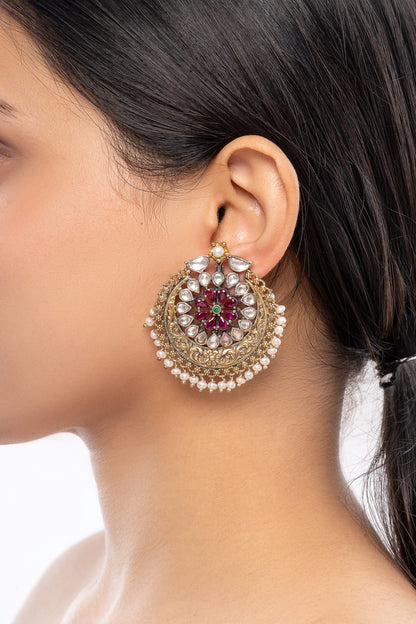 Kundan Stone Chandbalis 