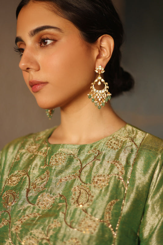 Gold Stone Embellished Chandbalis 