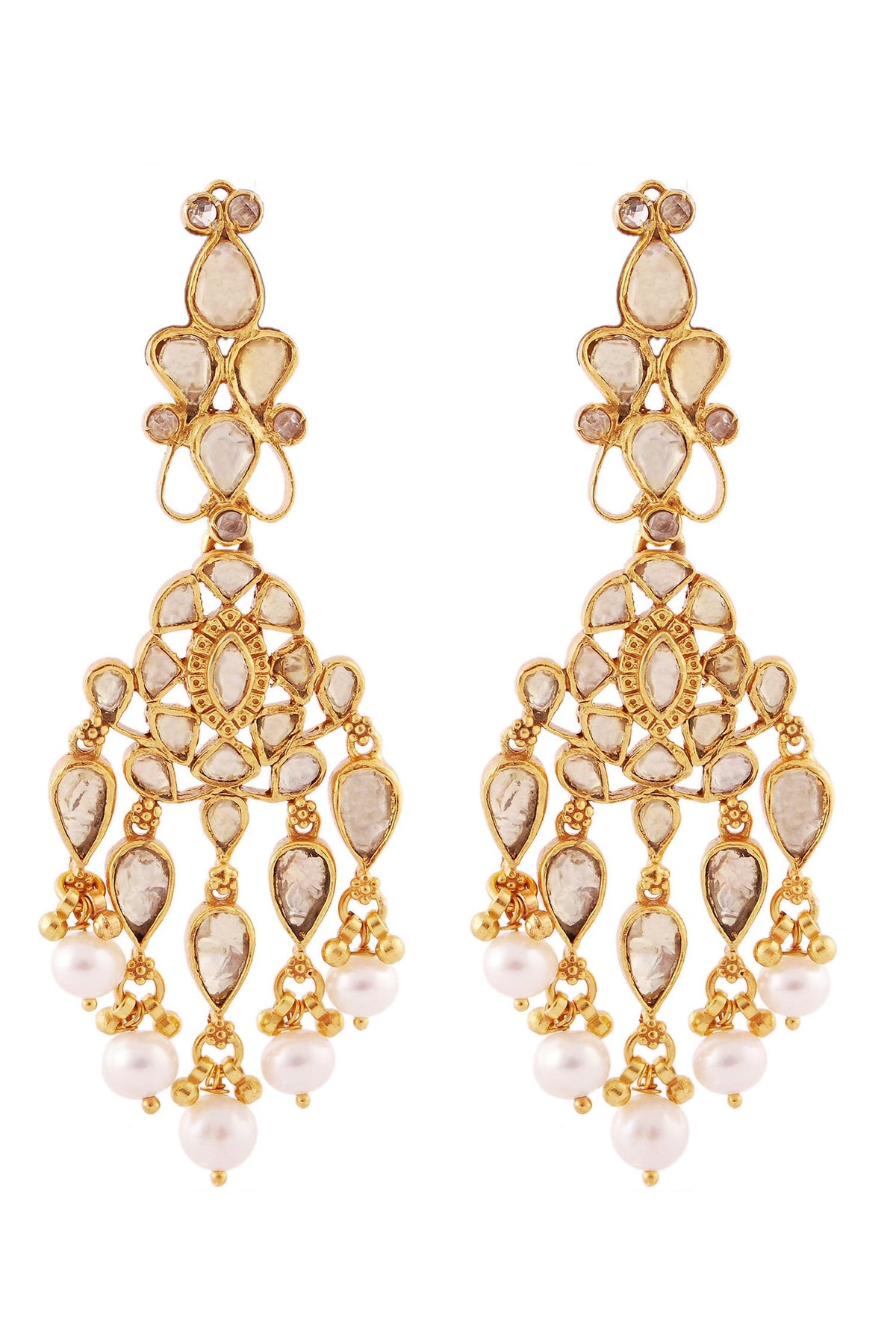 Kundan Pearl Embellished Danglers 