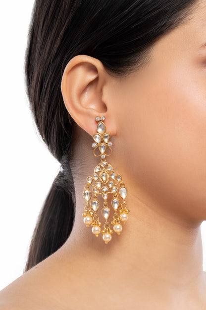 Kundan Pearl Embellished Danglers 