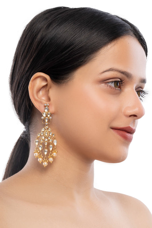 Kundan Pearl Embellished Danglers 