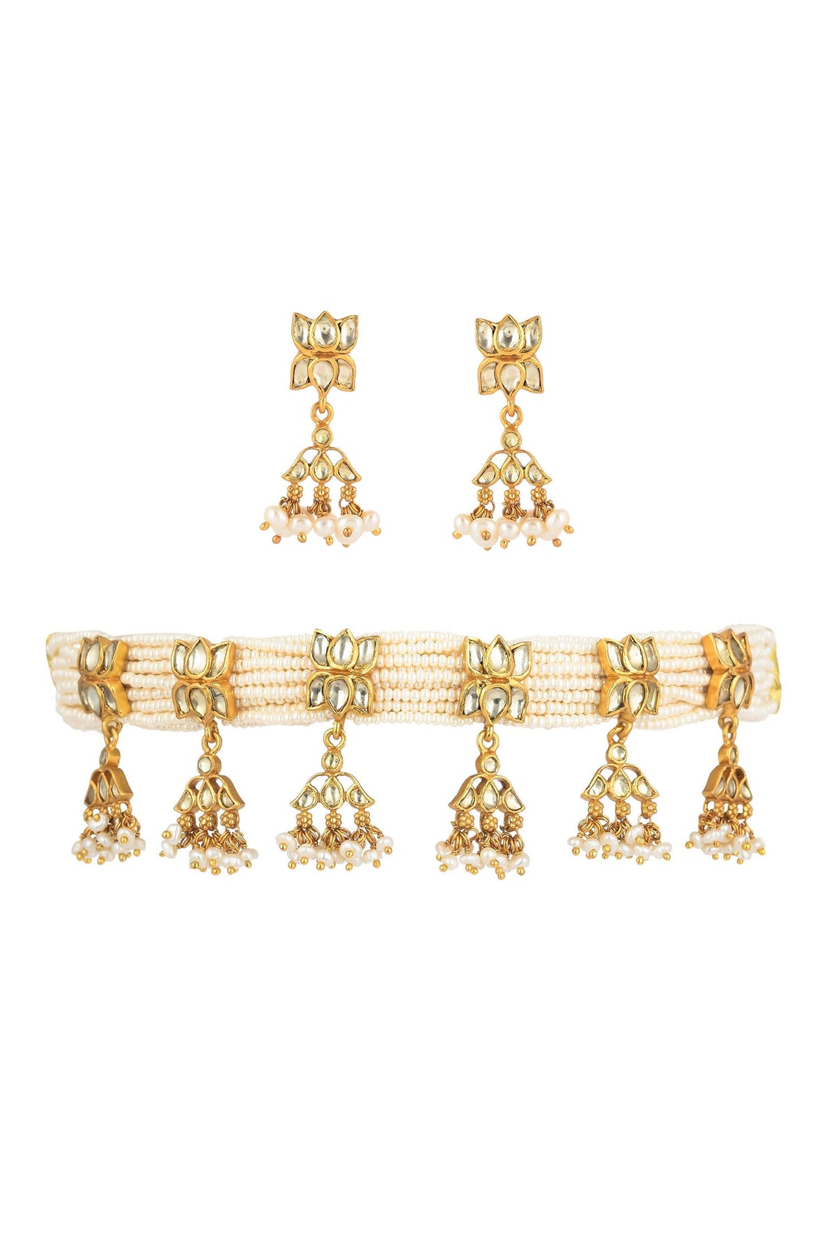 Kundan Pearl Embellished Choker Set 