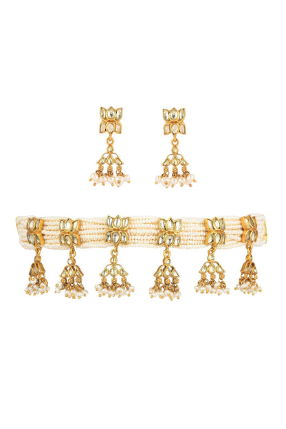 Kundan Pearl Embellished Choker Set 