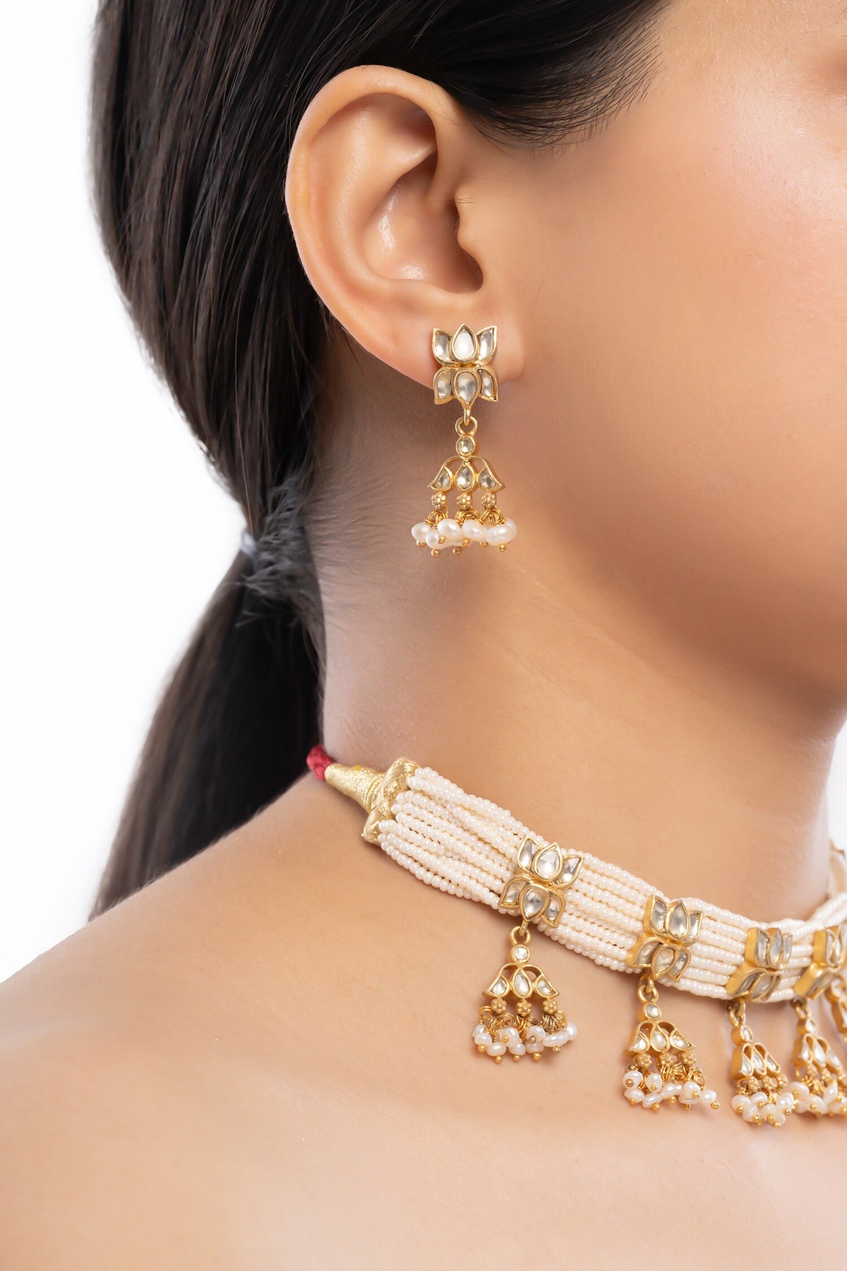 Kundan Pearl Embellished Choker Set 