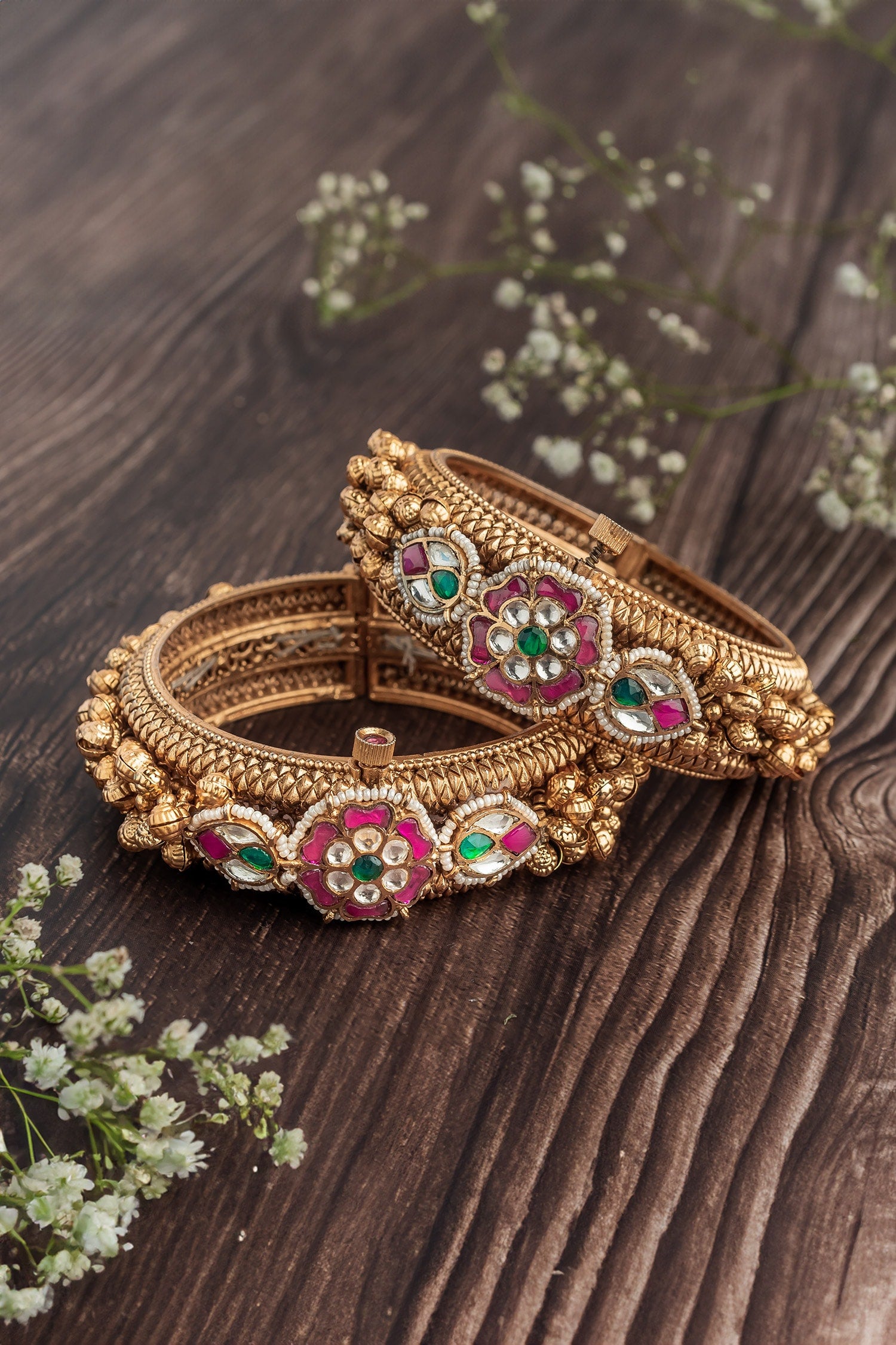 Bloom Vine Embellished Bangles Set 