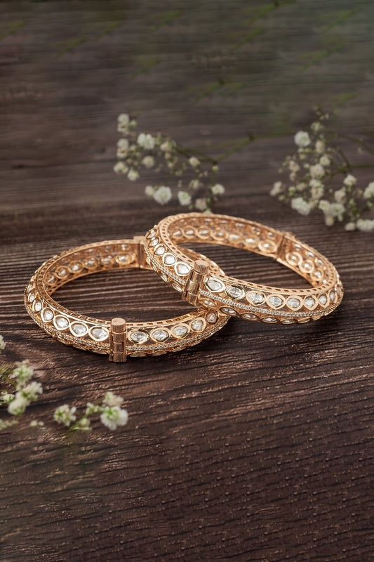 Kundan Polki Gold Bangles Set 