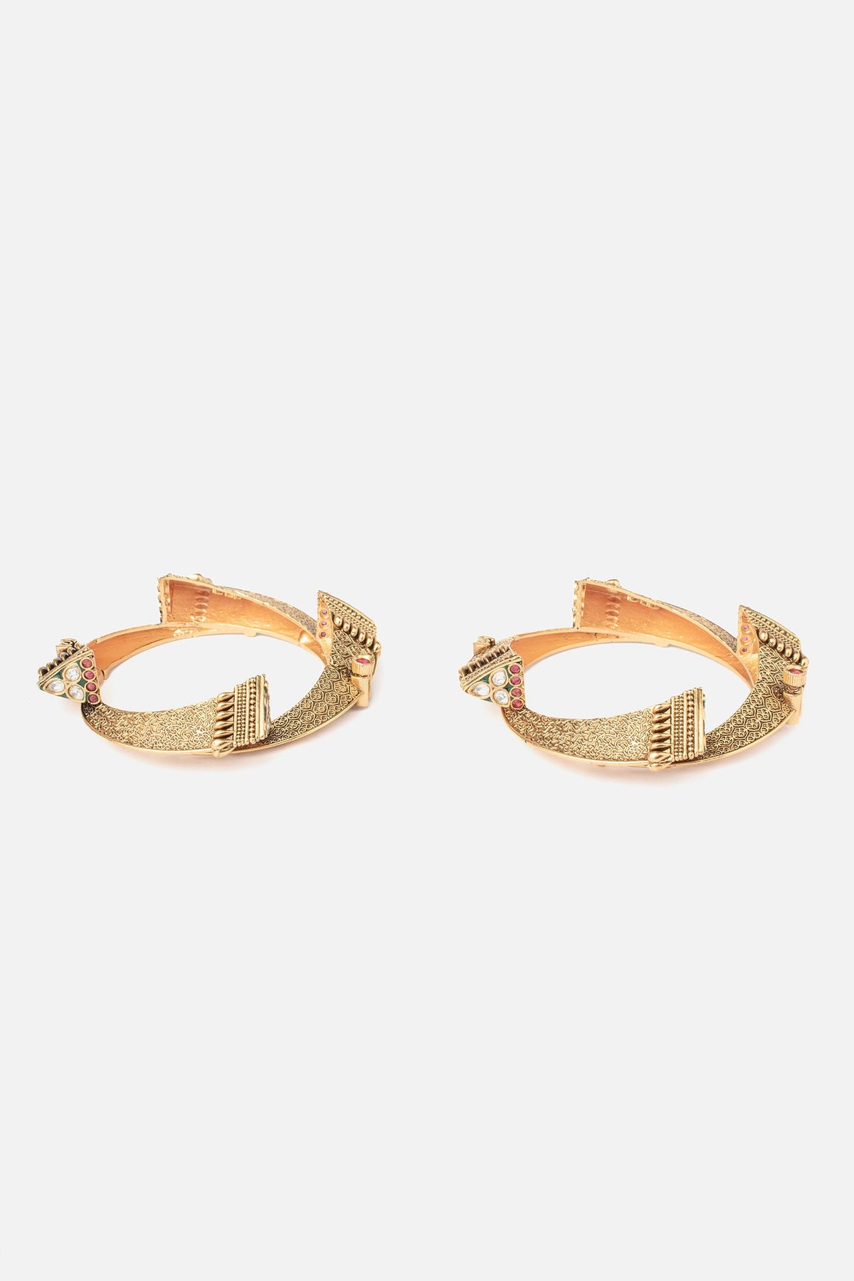 Geometric Pattern Gold Temple Bangles Set 