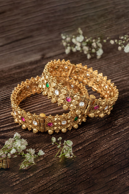 Carved Temple Bangles Set 