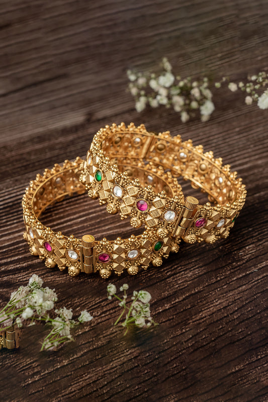 Carved Temple Bangles Set 