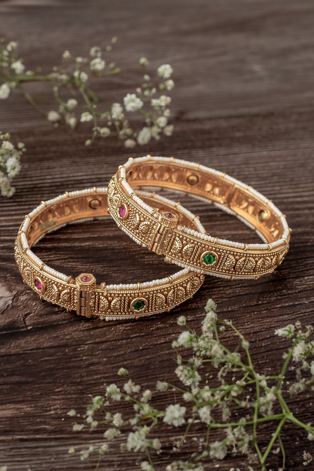 Crescent Carved Bangles Set 