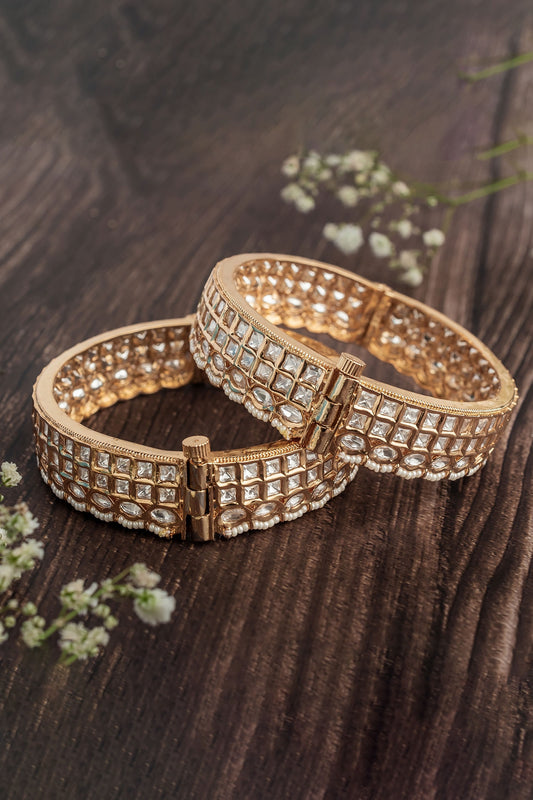 Quad Design Kundan Polki Bangles 