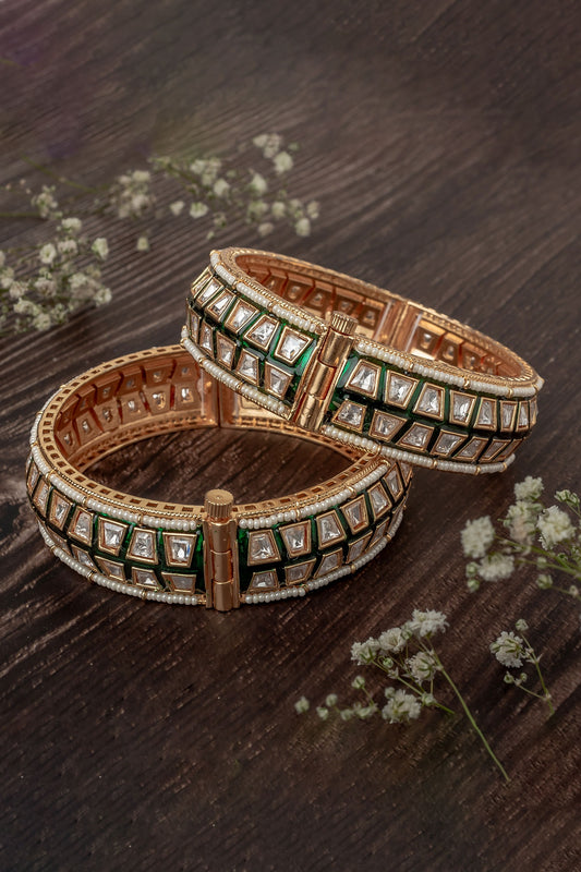 Geometric Kundan Polki Bangles Set 