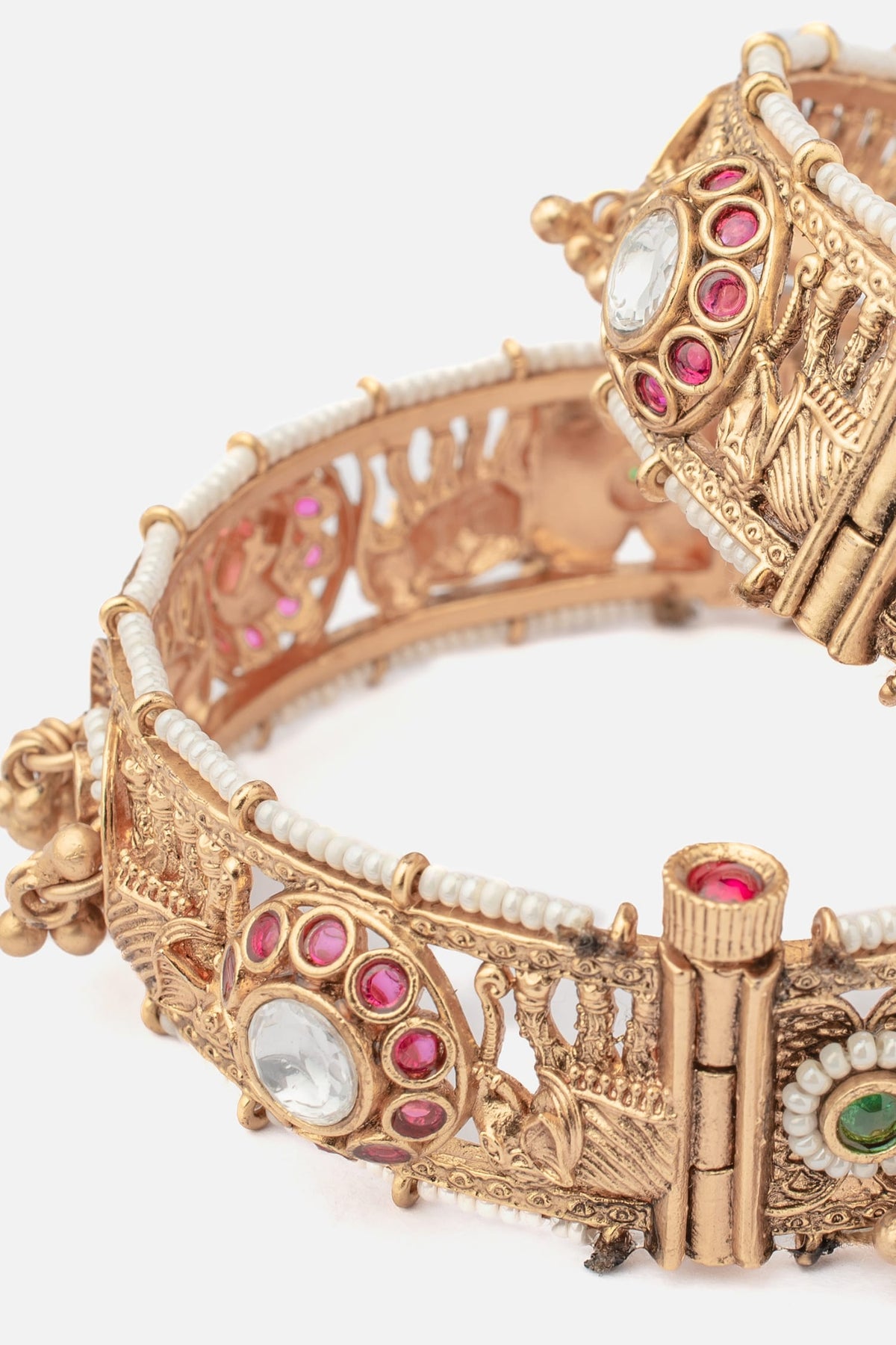 Gold Filigree Stone Bangles Set of 2 
