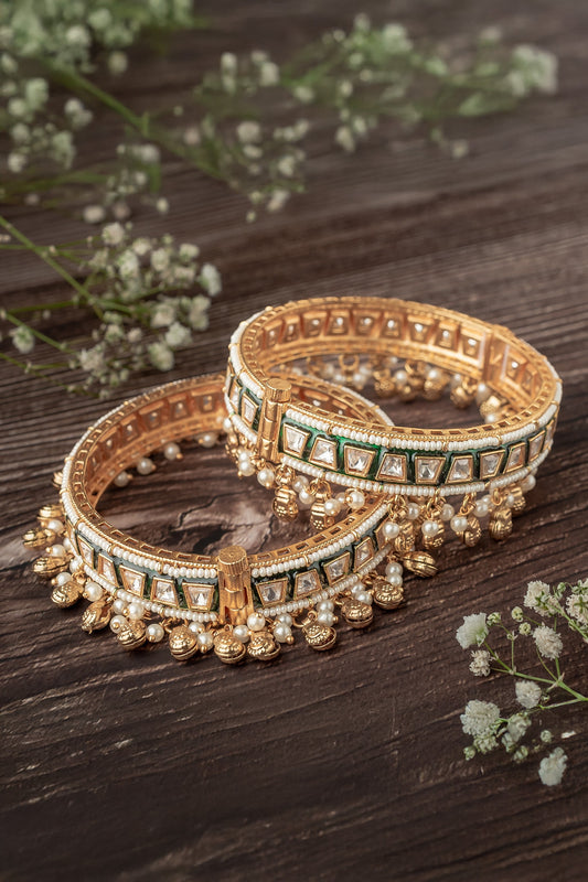 Geometric Vine Kundan Bangles Set 