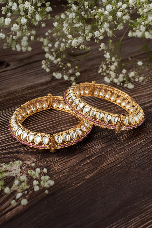 Teardrop Kundan Polki Bangles Set 