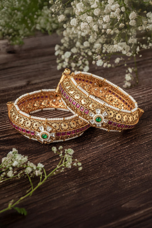 Bahara Stone Embellished Bangles Set 