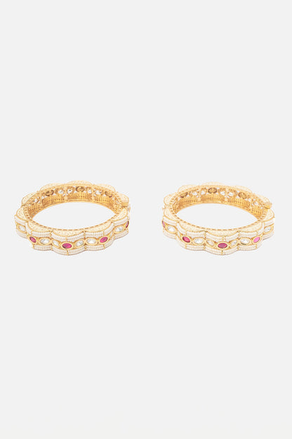 Scalloped Pearl & Stone Bangles Set 