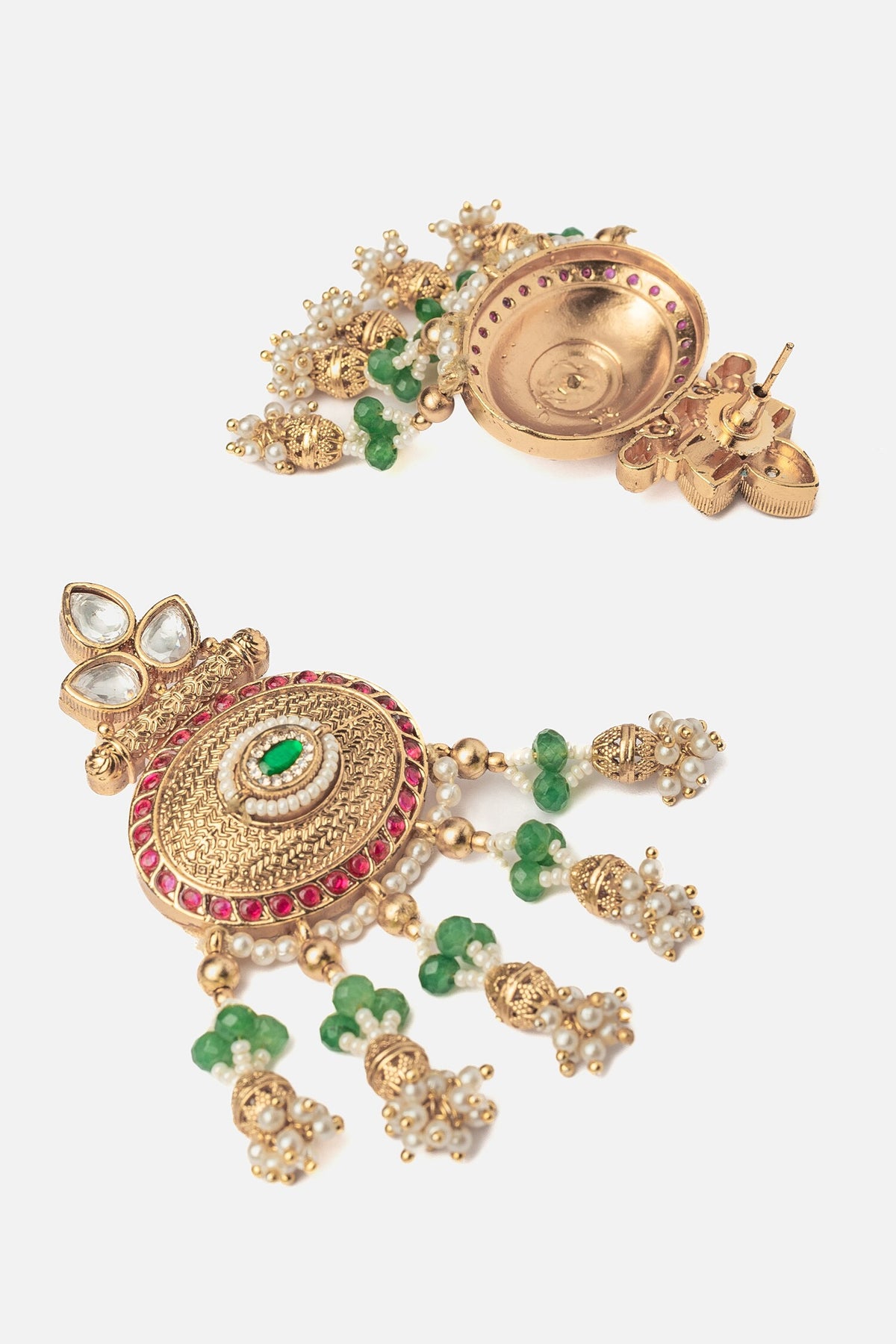 Circlet Carved Chandbali Earrings 