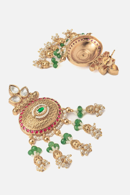 Circlet Carved Chandbali Earrings 