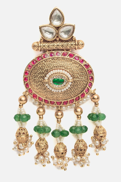 Circlet Carved Chandbali Earrings 