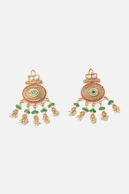 Circlet Carved Chandbali Earrings 