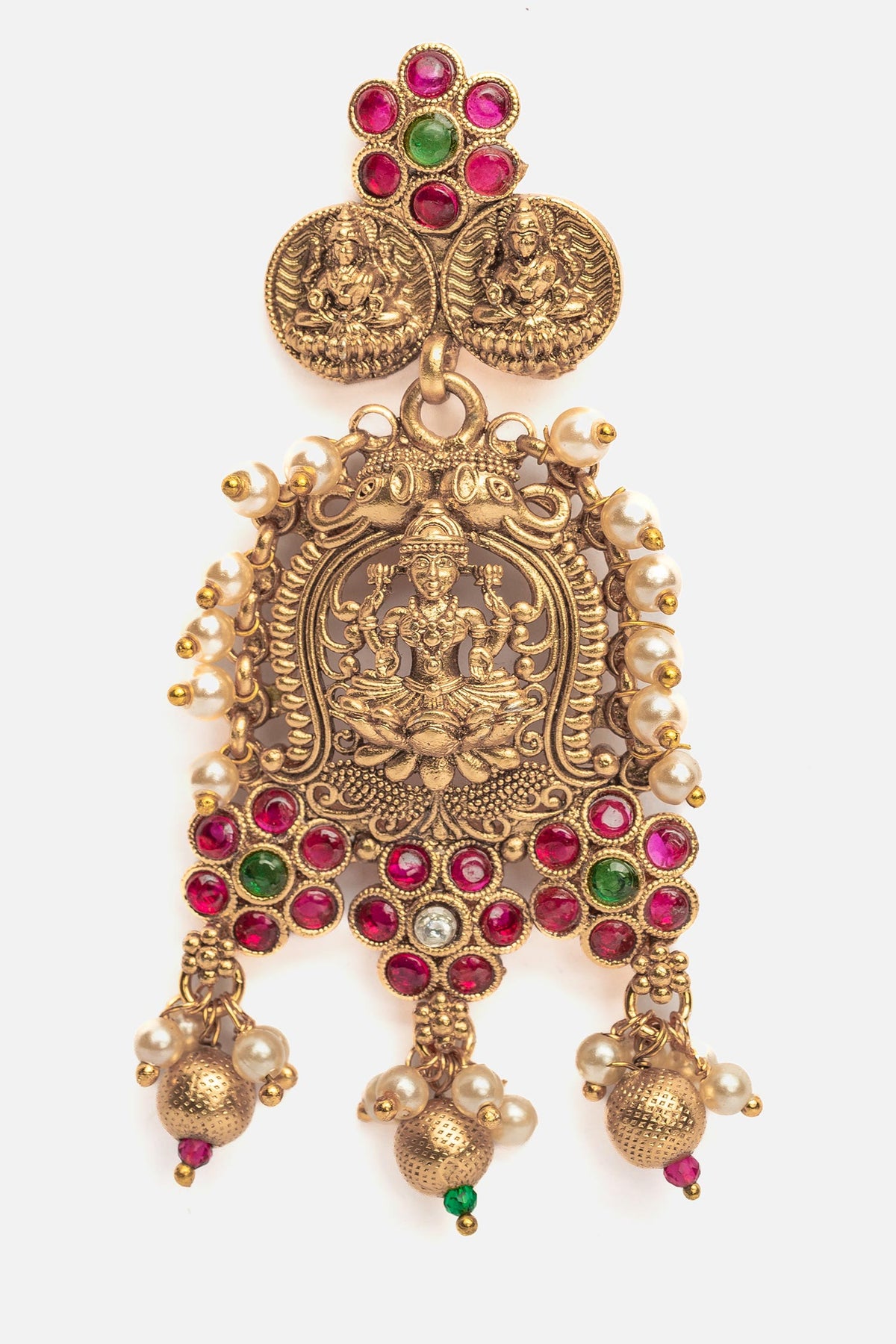 Gold Dangler Temple Earrings 
