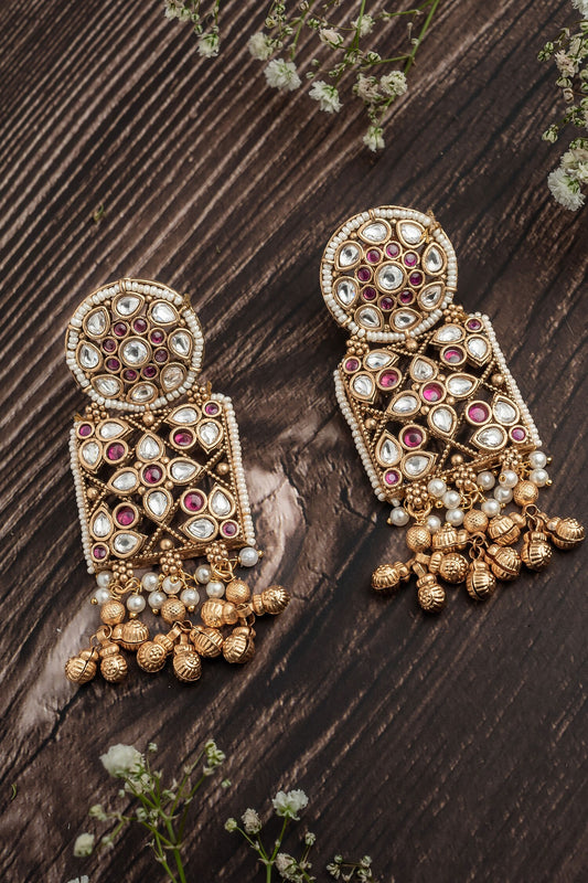 Gold Bloom Jaal Dangler Earrings 